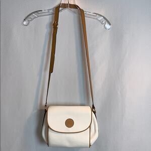 Vintage White Leather Crossbody Bag